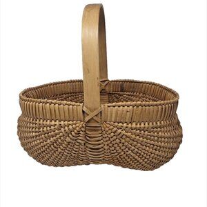 LG 18" Vintage Woven Split Oak Buttocks Basket Appalachian Primitive Farmhouse